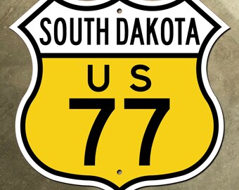 South Dakota Route 77 Autobahn Markierung Schild 1961 gelb Sioux Falls