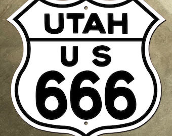 Utah Devil's Highway 666 US route marker shield road sign 1950 Four Corners