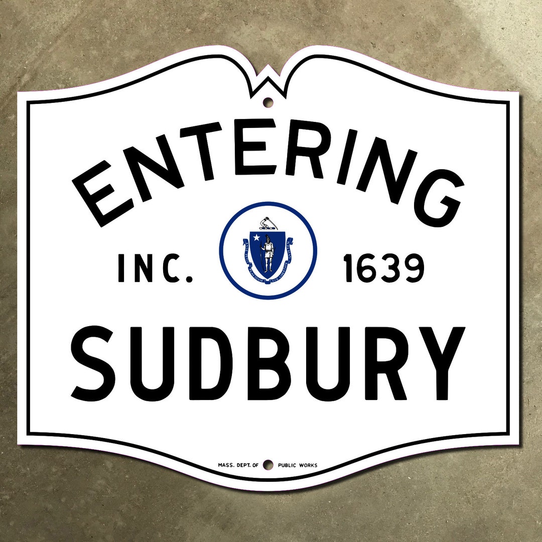 Entering Sudbury Massachusetts City Limit Highway Marker Road Sign 1950