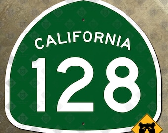 California state route 128 highway marker road sign Cloverdale Winters