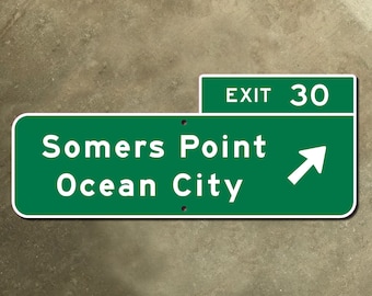 Nueva Jersey Parkway salida 30 Somers Point Ocean Highway señal de tráfico Jardín