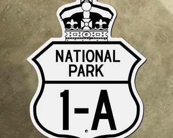 Canada National Park 1A route marker highway road sign 1950s crown 1-A