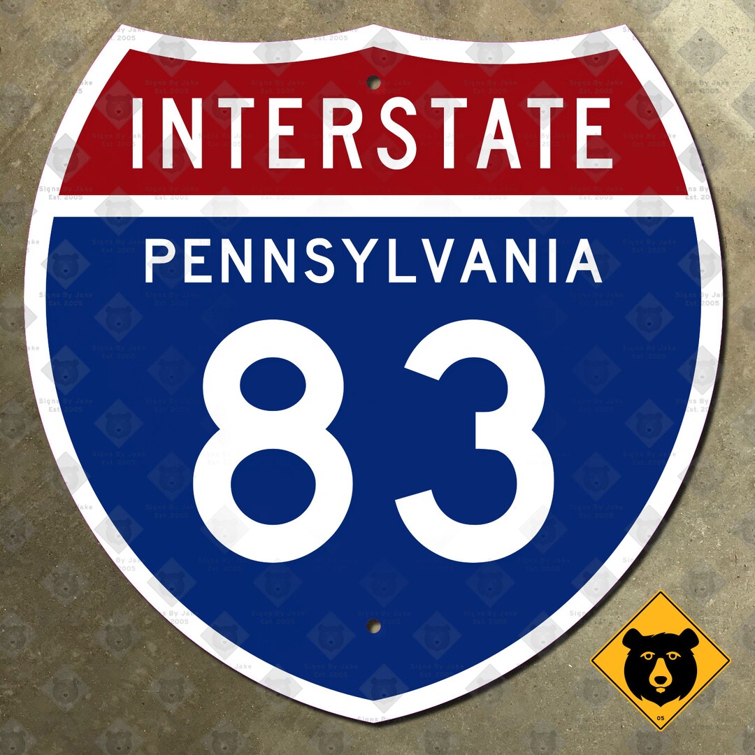 83 Sign Pennsylvania Interstate 83 Route Marker 1957 Road Sign Harrisburg York ...