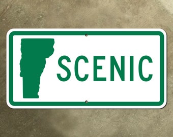 Vermont SCENIC highway marker road sign banner 1993 green