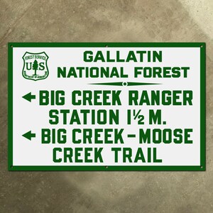 Montana USFS Gallatin National Forest Service Highway Trail signo de Big Creek
