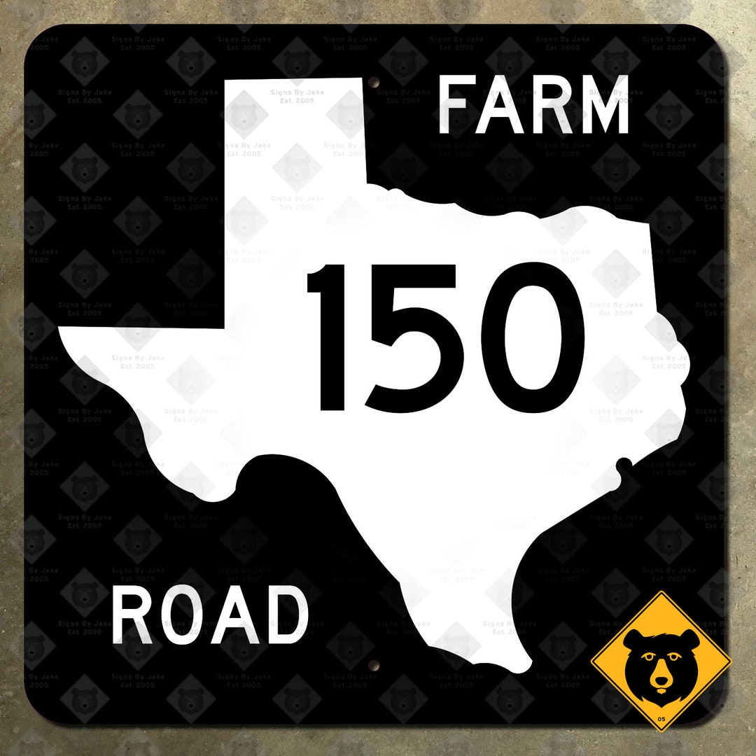 Texas Farm to Market Road 150 Kyle Highway Marker Route Sign Map 1965