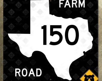 Texas farm to market road 150 Kyle highway marker route sign map 1965
