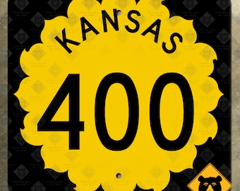 Kansas K-400 state route marker 1962 road sign highway sunflower