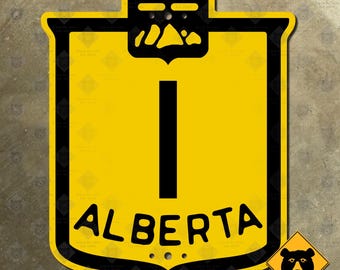 Znak drogowy autostrady prowincjonalnej Alberta nr 1, Kanada, 1926, Góry Tarczowe