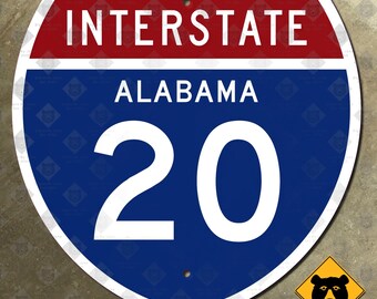Alabama interstate route 20 highway marker road sign 1957 Birmingham Tuscaloosa