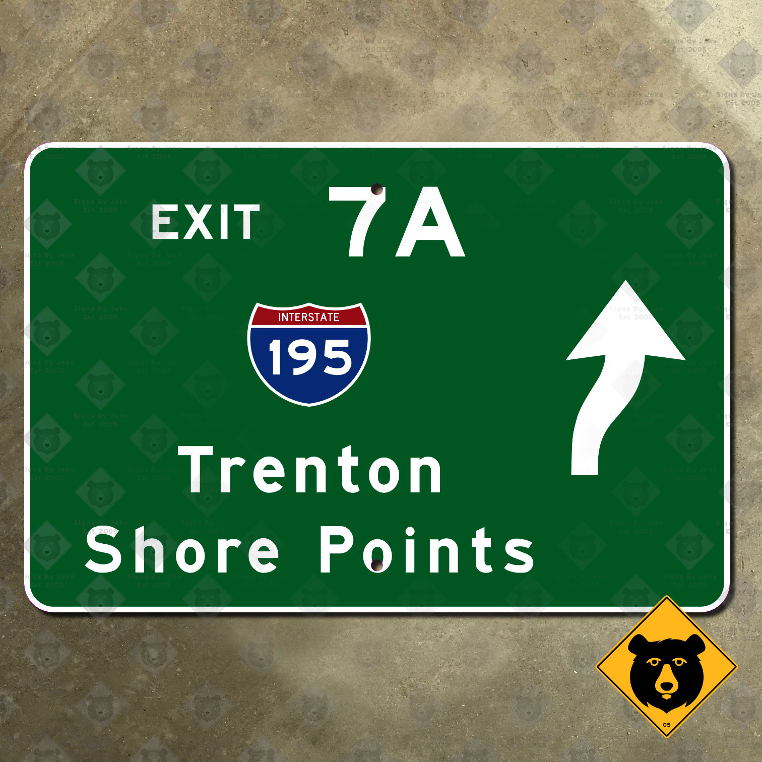 New Jersey Highway Marker Road Sign Exit 7A Turnpike 1961 Trenton