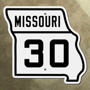 Panneau de signalisation de l'autoroute 30 de la route 30 de l'État du Missouri 1930 Carte de St. Louis St. Clair