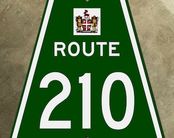 Znak drogowy autostrady Newfoundland 210, herb Kanady z lat 60. XX wieku