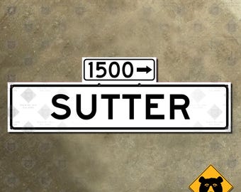 San Francisco California Sutter Street name 1500 block road highway sign 1965