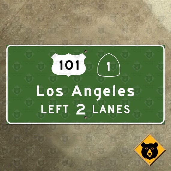 カリフォルニア州 米国国道101号線 州道1号線 ロサンゼルス 道路標識