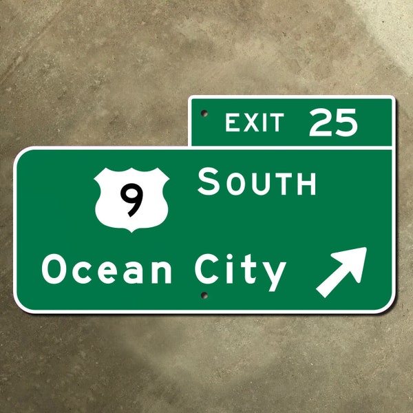 New Jersey parkway exit 25 Ocean City US 9 state route road sign Garden