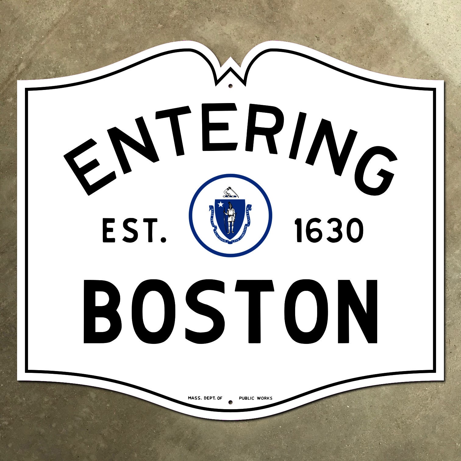 Entering Boston Massachusetts City Limit Highway Marker Road Sign 1950