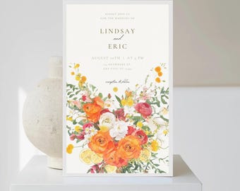 Editable Summer Wedding Invitation and RSVP Template - Digital Download, Printable Wedding Invitation Set