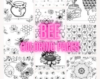 Bee happy! Printable Bee Themed Coloring Pages. 11 Page PDF Set | Fun for Kids & Adults