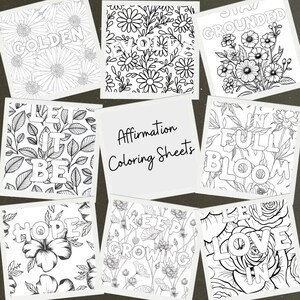 Bloom and Believe: 20 Affirmation Coloring Pages with Floral Designs | Printable PDF for Mindful Relaxation