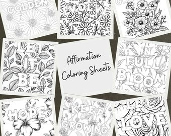 Bloom and Believe: 20 Affirmation Coloring Pages with Floral Designs | Printable PDF for Mindful Relaxation