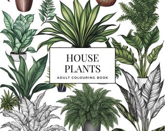 House Plant themed Colouring Book for Adults - Printable Version Pages Plants