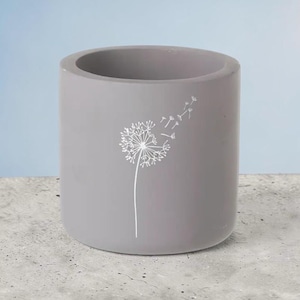 Bloempot van aardewerk: grijs paardebloemontwerp