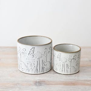 Ceramic Plant Pot: Natural Textured Flower Design | Available in 2 Sizes