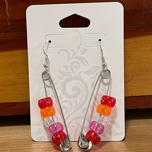 Pride Flags Kandi Safety Pin Earrings