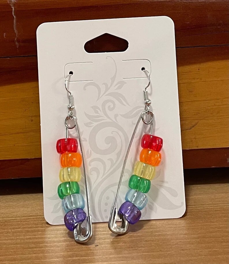 Pride Flags Kandi Safety Pin Earrings Etsy