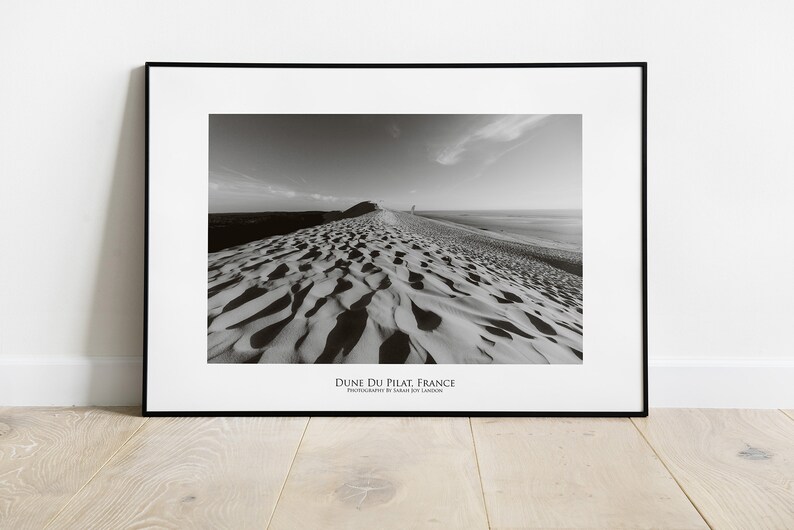 Print Dune Du Pilat Travel Photography Desert Dunes Sand Dunes Black and White Poster Fine Art Desert print Photography Wall Decor