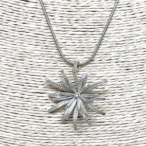 1990年代頃のスターリングシルバー製スターフラワーネックレス｜スピナーペンダント｜ロブスタークラスプ｜無料ギフトボックス