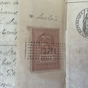 1892 Antique French Handwritten Manuscript | Legal Document | Stamped & Watermarked | C19th NOTARY DOCUMENT