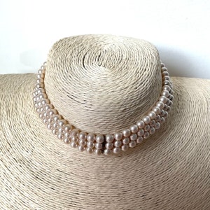 Sterling Silver Faux Pearl Necklace | Circa 1970s 1980s | Choker With Adjustable Length | 32cm - 43cm | GIFT BOX INCLUDED