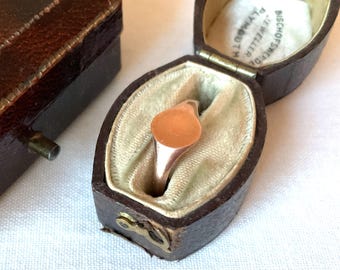 Antique 9 Carat Rose Gold Signet Ring | Circa Edwardian Era | 9ct Hallmark | UK Ring Size J | Free GIFT BOX