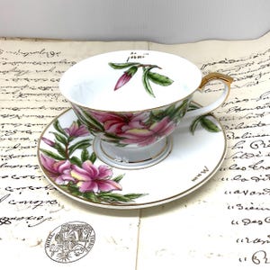 Vintage Leonardo Collection | &quot;Mum&quot; Tea Cup & Saucer Set | Pink Floral Flowers