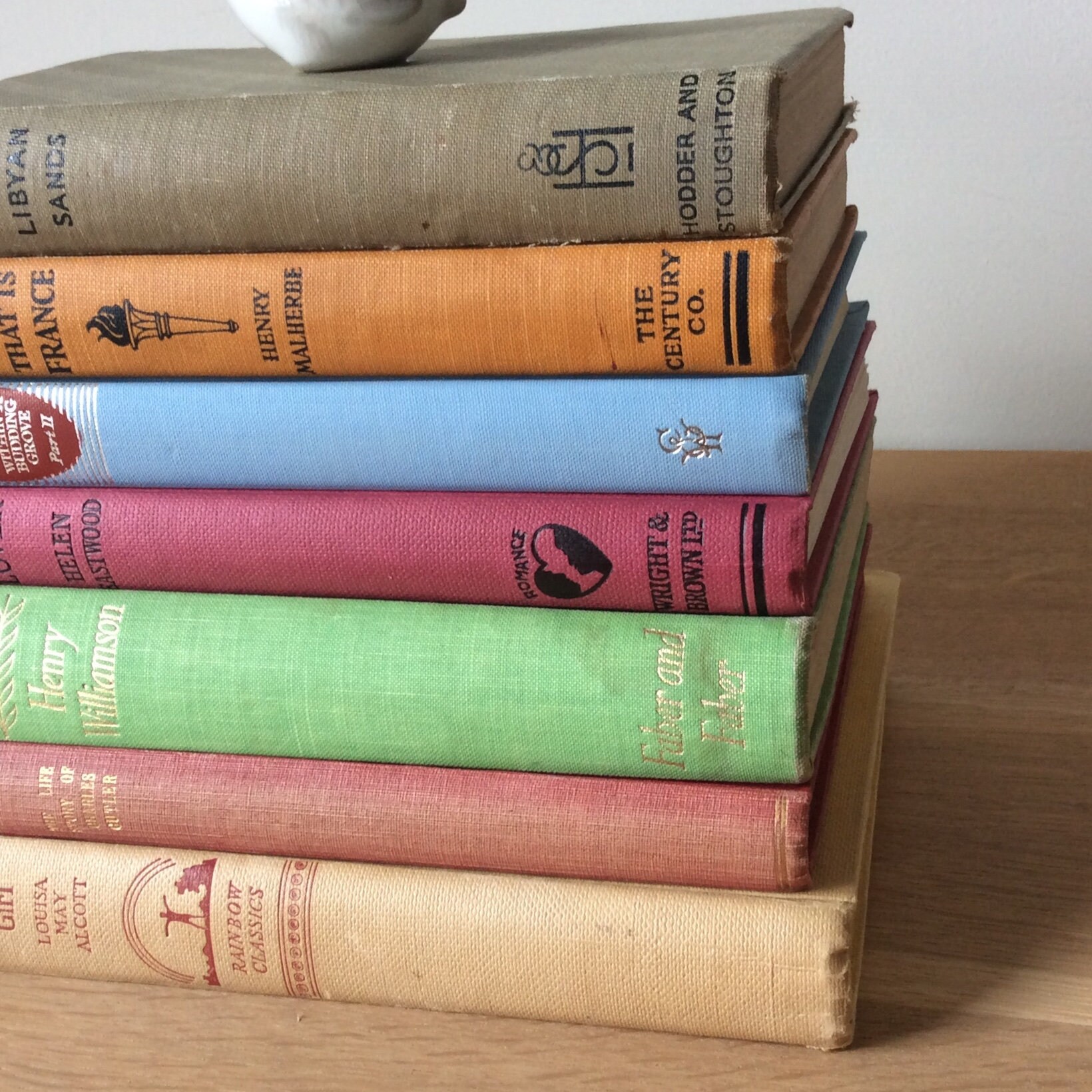 Decorative Books Vintage Rainbow Book Stack Colorful Book Etsy