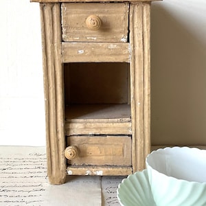 Antique Mini Chest of Drawers | Small Wooden Desktop Drawers | Rustic Old | Only One Drawer Opens