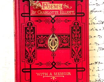 c1885 Poems By Charlotte Elliott & A Memoir | Religious Tract Society | LOOSE PAGES | Victorian Book | Christian Poems