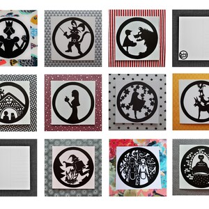 10er-Set Quadratische Postkarten mit Märchenschnitt-Print