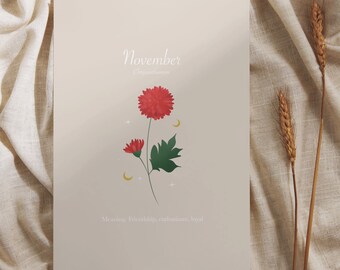 Geburtsmonatskarte, Geburtsblume, November