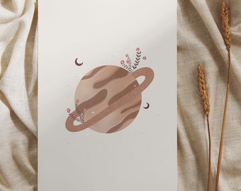 Tarjeta de planeta, ilustración de luna