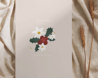 Geburtsmonatskarte, Geburtsblume, Dezember