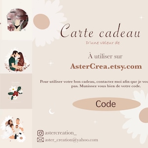 Carte cadeau illustration, carte cadeau illustration personnalisée, Carte cadeau numérique