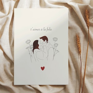 Carte amour, illustration pour dire  je t’aime