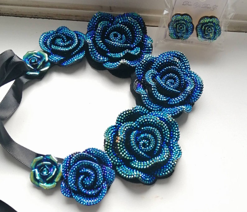 Rose Flower Choker Costume Necklace