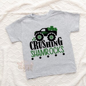 Crushing Shamrocks Shirt, St Patrick’s Day Kids Shirt, Monster Truck Shirt
