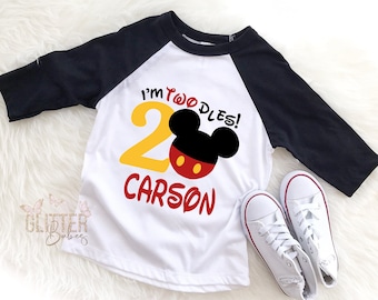 I’m Twodles Birthday Shirt, Mickey Mouse Shirt, 2nd Birthday Shirt for Boy and Girl, Custom Birthday Shirt, Personalized Shirt