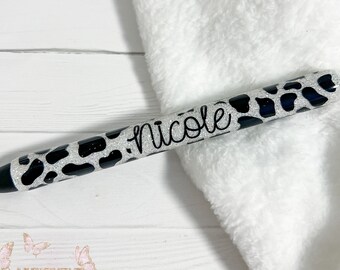 Cow Print Glitter InkJoy Pen • Personalized Farmhouse Gift