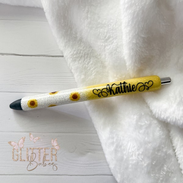 Glitter Pens | Personalized Glitter Pens | Inkjoy Gel Pen | Sunflower Glitter Pens | Customized Pens | Refillable Custom Pens